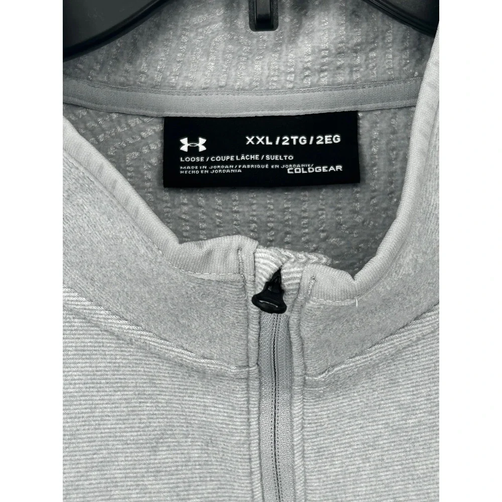 Under Armour ColdGear Mens XXL 2XL Gray 1/4 Zip Pullover Loose Fit Jacket - Picture 4 of 8